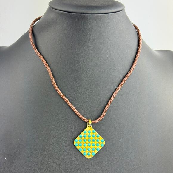 Sara Blaine Jewelry - New Willow House Jewelry by Sara Blaine Biji Aqua Beads Braided Leather Necklace